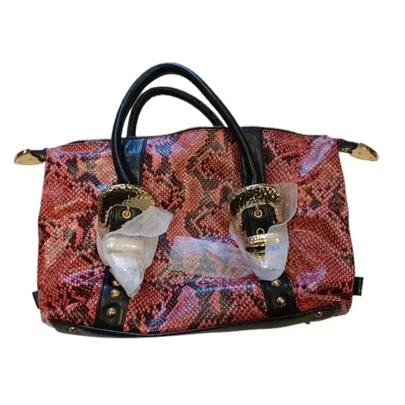 Charm And Luck Pink  Snakeskin Shoulder Bag Purse - Picture 2 of 8